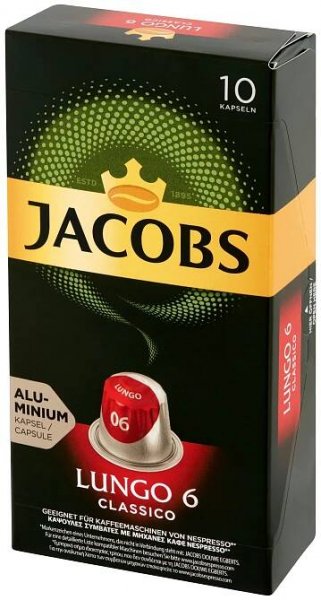 JACOBS LUNGO CLASSICO 6 KÁVA KAPSLE NESPRESSO 10 KS