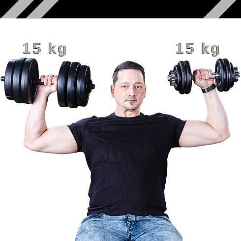 Set kovových činek pro domácí cvičení chrom / černá 2x20 kg - a-zbozi.cz