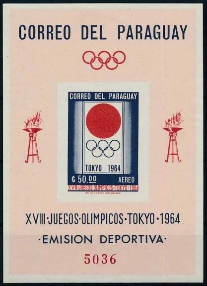 Paraguay 1964 Známky aršík Mi 51 ** sport Olympiáda olympijské hry - Známky