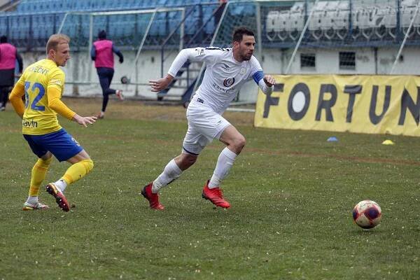 Fotbal kapitán MFK Vyškov Michal Klesa v zápase s Opavou.