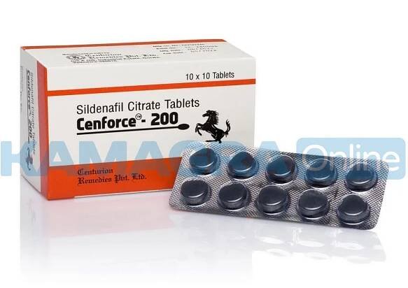 Cenforce 200 – Balíček tabletek používaných k léčbě erektilní dysfunkce, obsahující účinnou látku Sildenafil.