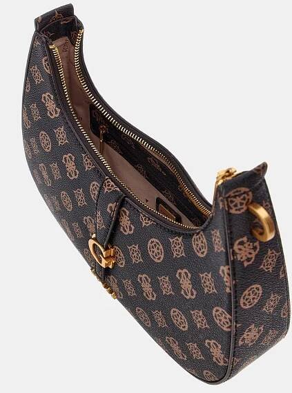 GUESS Kabelka Kuba Top Zip Shoulder Bag mocha s logem