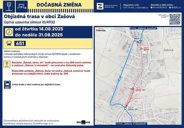 INFO O UZAVÍRCE V OBCI ZAŠOVÁ OD 14.8.2025 | Město Zubří