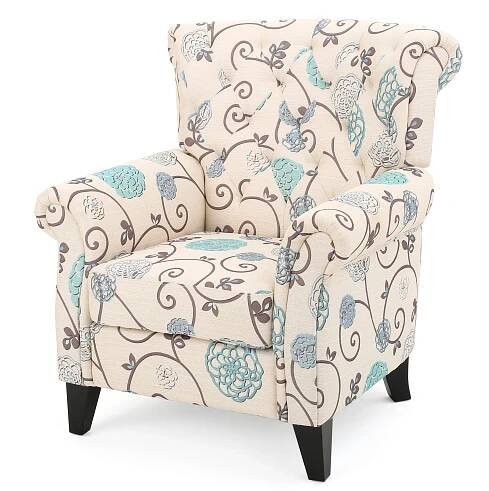Solvang Floral Tufted Fabric Club Chair