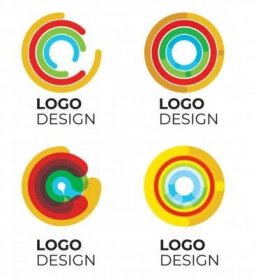 Vector set of color abstract modern logo. Logotype and symbols