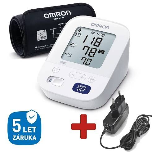 Tonometr OMRON M3 COMFORT INTELLI pažní + síťový zdroj