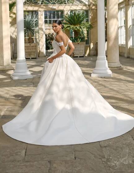 Angelika - a modern mikado ballgown with 3D florals | WED2B