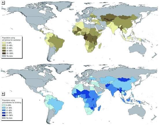 mapsontheweb:
“ Pit Latrines and Their Impacts on Groundwater Quality
jamminman1:
“  Article Source and Study:
http://ehp.niehs.nih.gov/1206028/
” ”