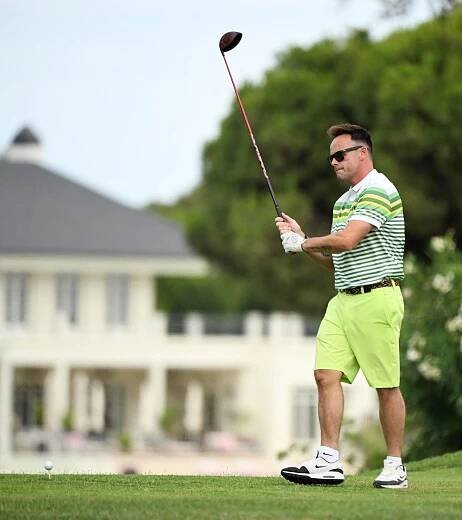 Ant McPartlin golfing in Portugal.
