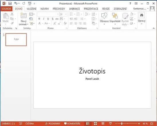 Microsoft PowerPoint 2013 - první snímek hotový