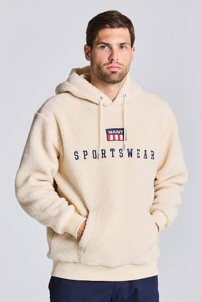 MIKINA GANT D2. RETRO FLAG FLEECE HOODIE CREAM