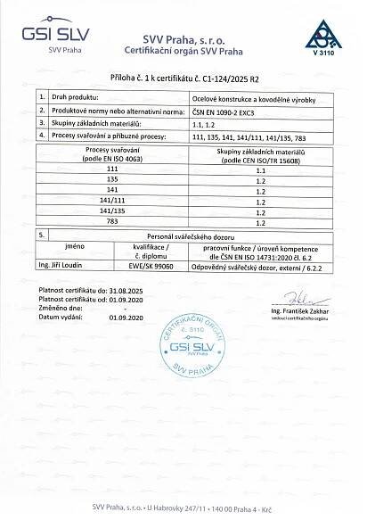 Certifikáty – KOVO PLANÁ a.s.