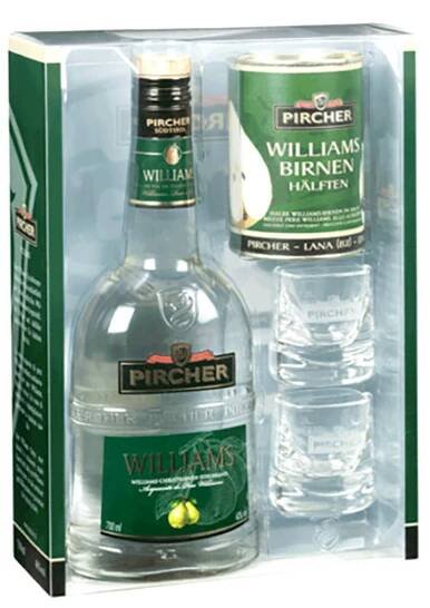 detail Pircher Williams 40% +2 skleničky + hrušky 0,7l