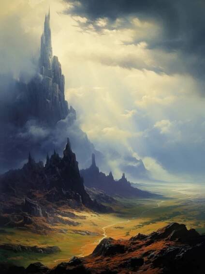 Umělecká ilustrace | Misty Mountains Landscape | Posters.cz