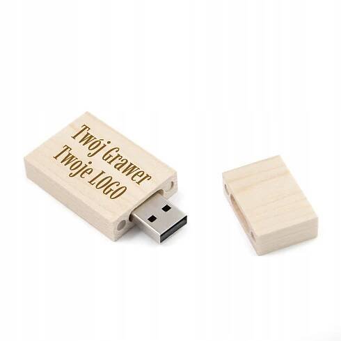 Dřevěný široký flash disk Světlé dřevo - Javor 128 GB USB 3.0 + GRAVÍROVACÍ LOGO