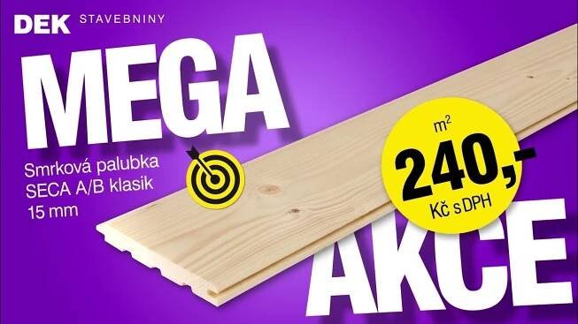 Stavebniny DEK přináší MEGA AKCI – Smrková palubka SECA A/B klasik 15 mm