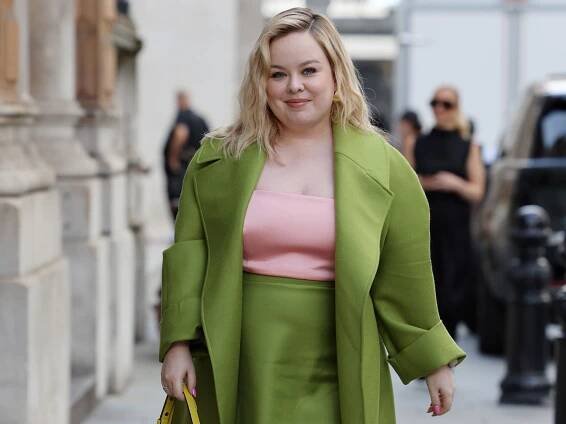 Nicola Coughlan’s sleek knitted dress is a far cry from her Bridgerton ball gowns