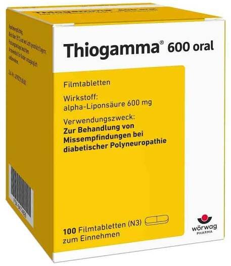 Thiogamma 600 oral 100 stk von Wörwag Pharma GmbH & Co. KG PZN 04774626