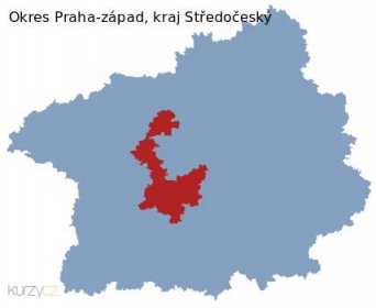 Mapa okresu Praha-západ a kraje Středočeský