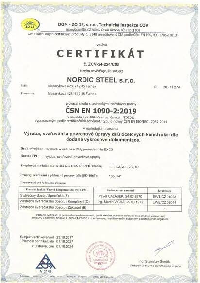 Certifikace | NORDIC STEEL