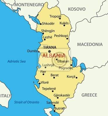Albánská republika - vektorová mapa