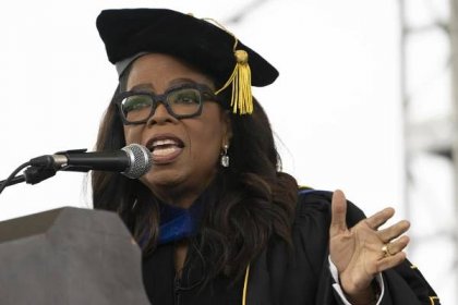 Oprah Winfrey delivers the commencement address during the Tennessee State University graduation ceremony on Saturday, May 6, 2023, in Nashville, Tenn. (AP Photo/George Walker IV)