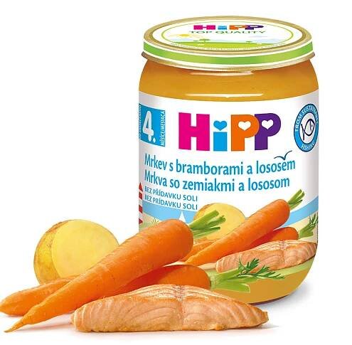 HiPP Mrkev s bramborami a lososem 4m 190g