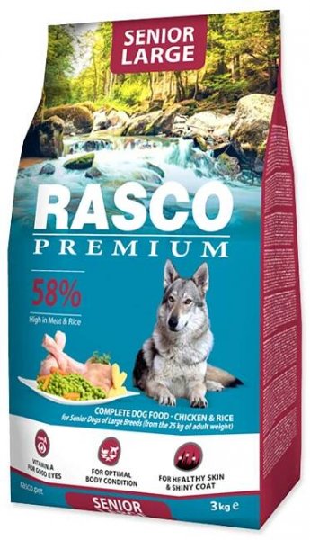 Rasco Premium Senior Large Kuře s rýží granule 3 kg