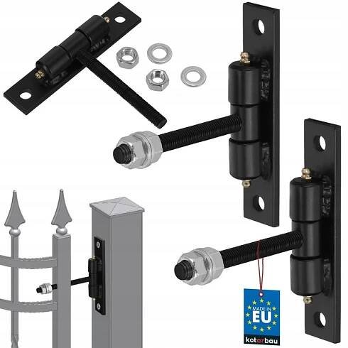 SADA 2 KUSŮ ŠROUBOVACÍCH VRATOVÝCH ZÁVĚSŮ 12x100 MM S MAZNICEMI ČERNÁ BRÁNA