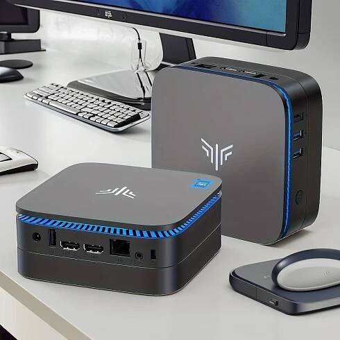 * N5105 Mini PC, Desktop Computer with 12GB LPDDR5 4800MHz * 256GB M, 2 SSD, 4K Micro PC with Ethernet, 2 HDTV, 4 USB-A, Small PC Support WiF