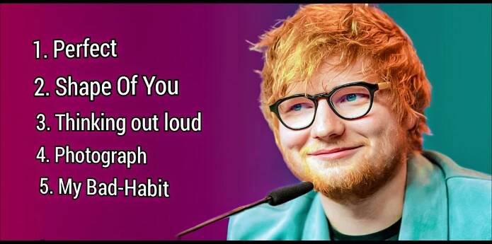 Ed Sheeran Best songs. Perfect, Shape Of you Thinking out loud & my bad habit. uploaded by Elias