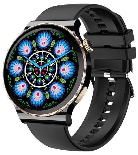 Chytré hodinky Madvell Lotus 2 s bluetooth voláním černá se zlatou a silikonovým řemínkem