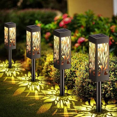 Zahradní solární lampy dekor květy (4 kusy)