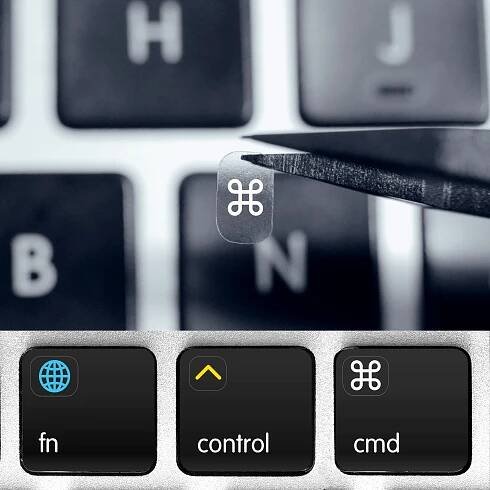 Apple Mac OS průhledné mini nálepky pro funkční a modifikační klávesy