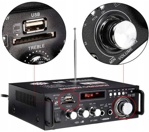 Přenosné FM rádio s vysokou věrností, 2-kanálový USB Bluetooth vstup - Allegro