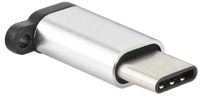 Adapter Micro USB / USB Type C Pendant PA-30 stříbrný