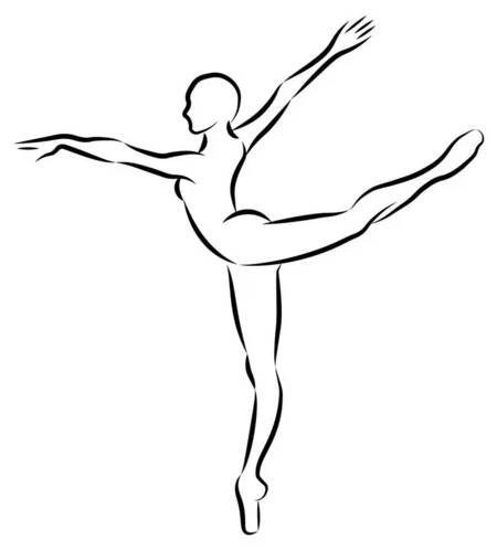 Ballerino. Balerína vektorové ilustrace set.Žena baletní tanečnice obrys postavy izolované na bílém pozadí. — Ilustrace