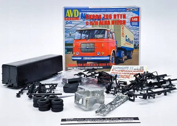Škoda Liaz 706 RTTN Tahač s návěsem Alka N12CH Stavebnice AVD 1:43