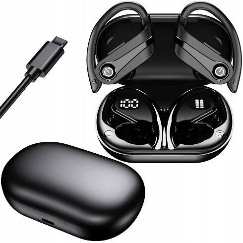 Sluchátka BLUETOOTH do uší PRO BĚHÁNÍ POSILOVNA NA UCHO + powerbanka POUZDRO