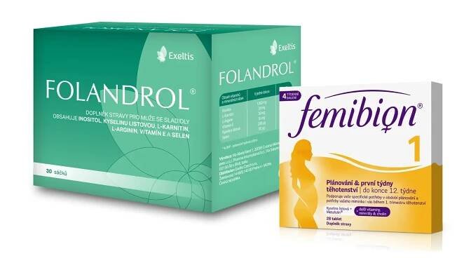 Femibion 1 Plánování a první týdny těhotenství 28 tablet + Folandrol 30 sáčků