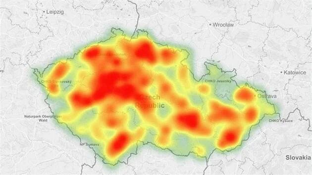 Mapa aktivity infikovaných klíšťat