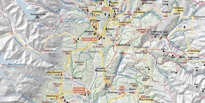 Upper Mustang Trek Map