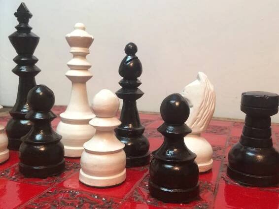 Staunton Chess Set - Soft black and metallic white. Heritage Set - Made to order Chess pieces only)