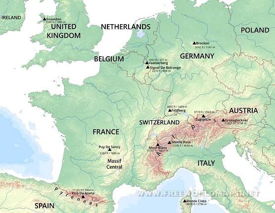 Western Europe Physical Map