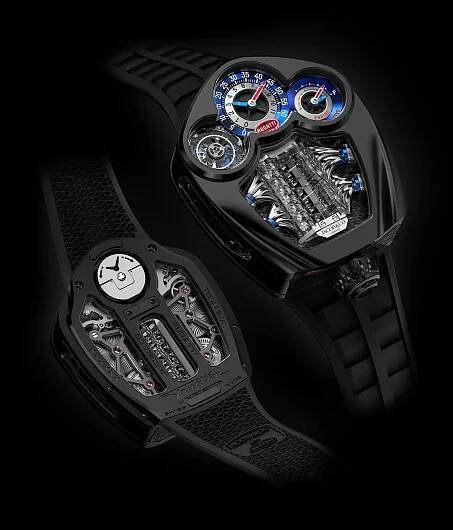 Shows the front and back of the Bugatti Tourbillon Watch