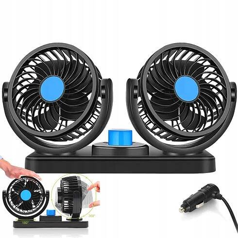 12V USB VENTILÁTOR DO AUTA DVOJITÝ VĚTRÁK FOUKAČ AUTOMOBILOVÁ 2 RYCHLOSTNÍ STUPNĚ