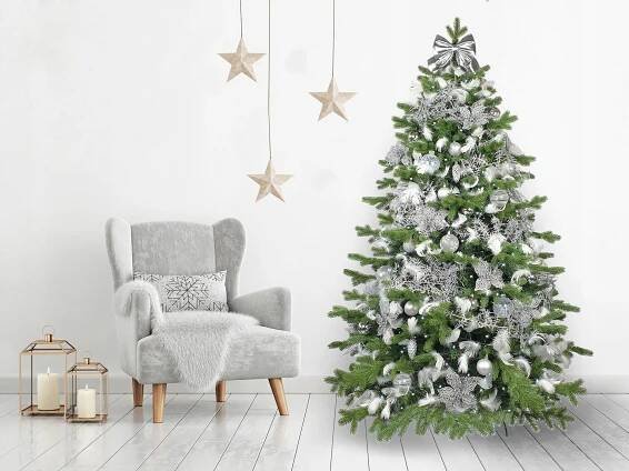 Sada vánočních ozdob 93 ks v luxusním boxu KRÁL ZIMA 120-210 cm Stav balení originální