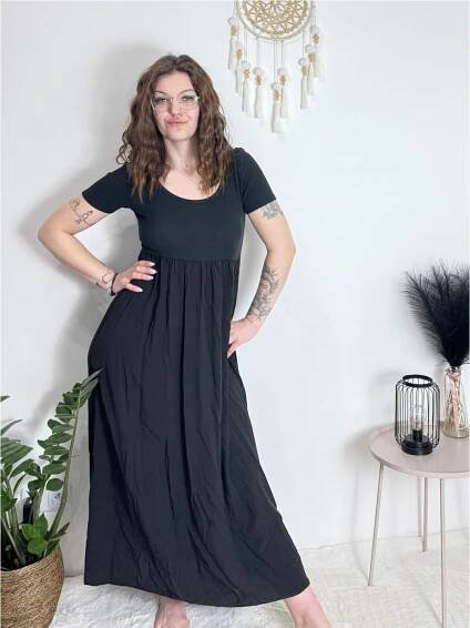Šaty dlouhé letní žebrované krátký rukáv dámské Maria-M (XS/S/M/L ONE SIZE) ITALSKÁ MÓDA IMSM25128/DUR - VMObleceni.cz