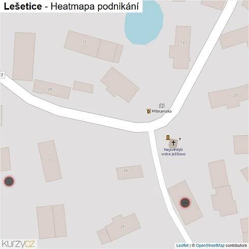Mapa Lešetice - Firmy v obci.