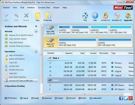 the selected disk is of the GPT partition style convert GPT to MBR 1